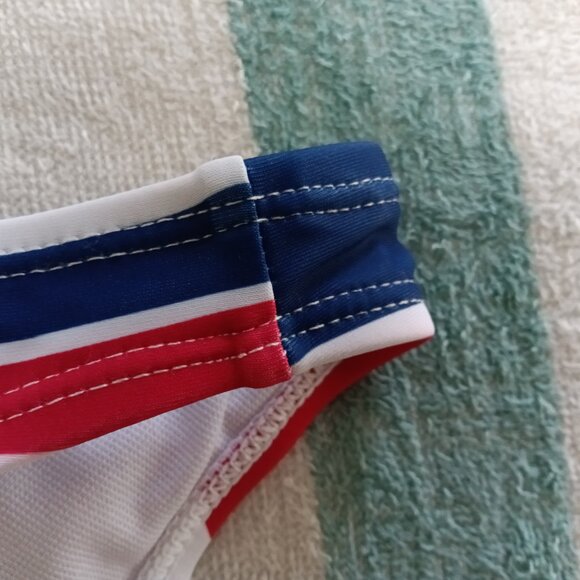 NWT OIMOTI WHITE SWIM BRIEF WITH RED AND BLUE STRIPE, SIZE "M" (32"-33") - Picture 3 of 9